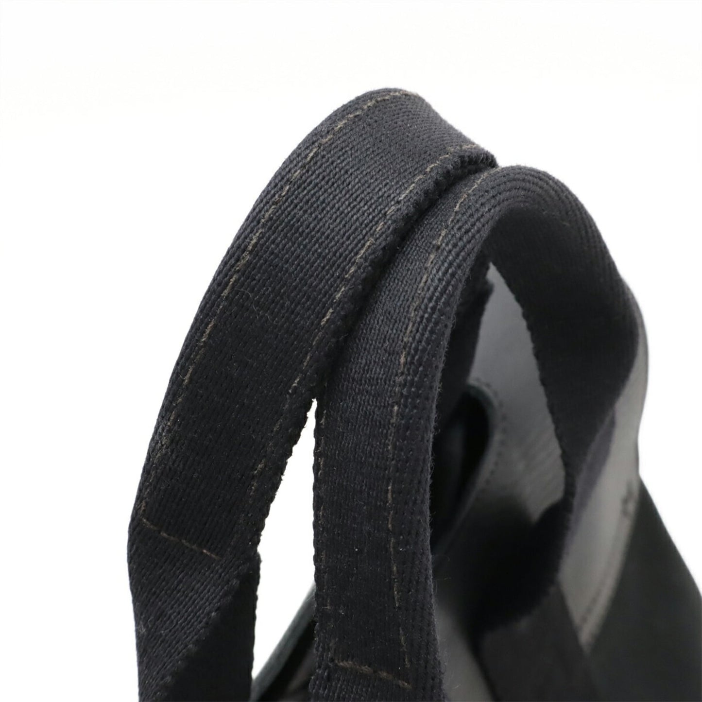 Hermes Black Toile Chevron Leather Handbag Pouch Tote Bag (Pre-Owned)