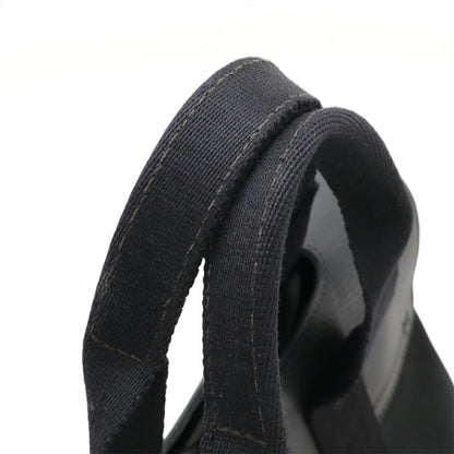 Hermes Black Toile Chevron Leather Handbag Pouch Tote Bag (Pre-Owned)