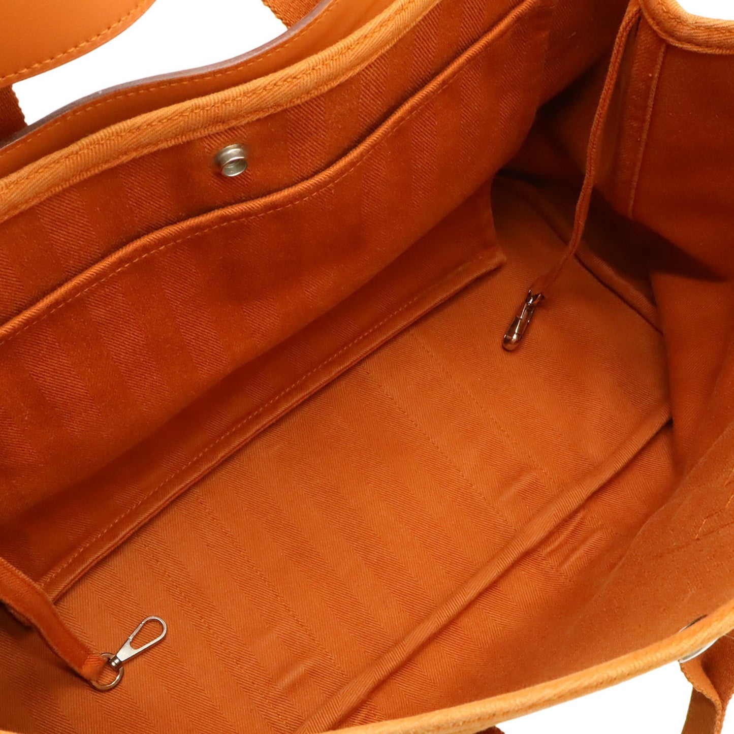 Hermes Orange Toile Chevron Leather Handbag Pouch Tote Bag (Pre-Owned)