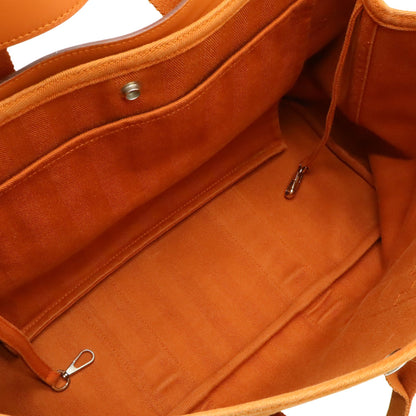 Hermes Orange Toile Chevron Leather Handbag Pouch Tote Bag (Pre-Owned)