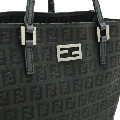 Fendi Black Canvas Leather Handbag Tote Bag (Pre-Owned)