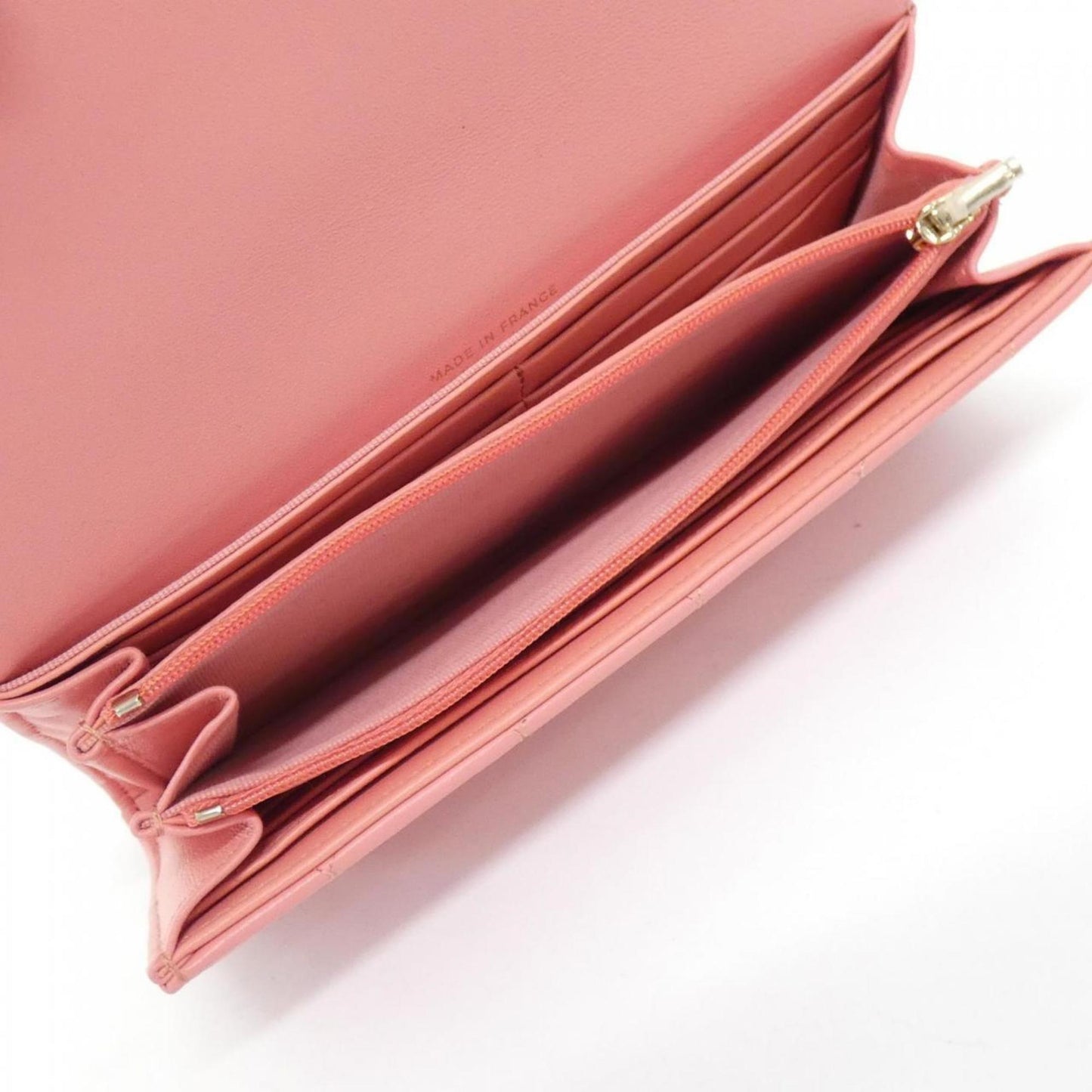 Chanel Pink Leather Long Wallet (Bi-Fold) (Pre-Owned)