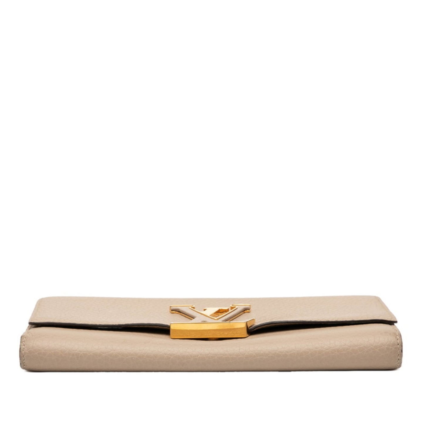 Louis Vuitton Beige Leather Long Wallet (Tri-Fold) (Pre-Owned)