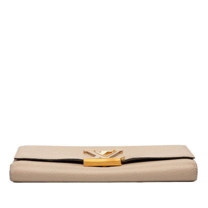 Louis Vuitton Beige Leather Long Wallet (Tri-Fold) (Pre-Owned)