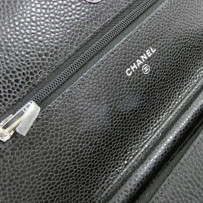 Chanel Black Bordeaux Grained Calfskin Chain/Shoulder Wallet (Pre-Owned)