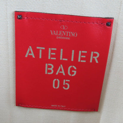 Valentino Garavani Ivory Canvas Leather Tote Bag (Pre-Owned)