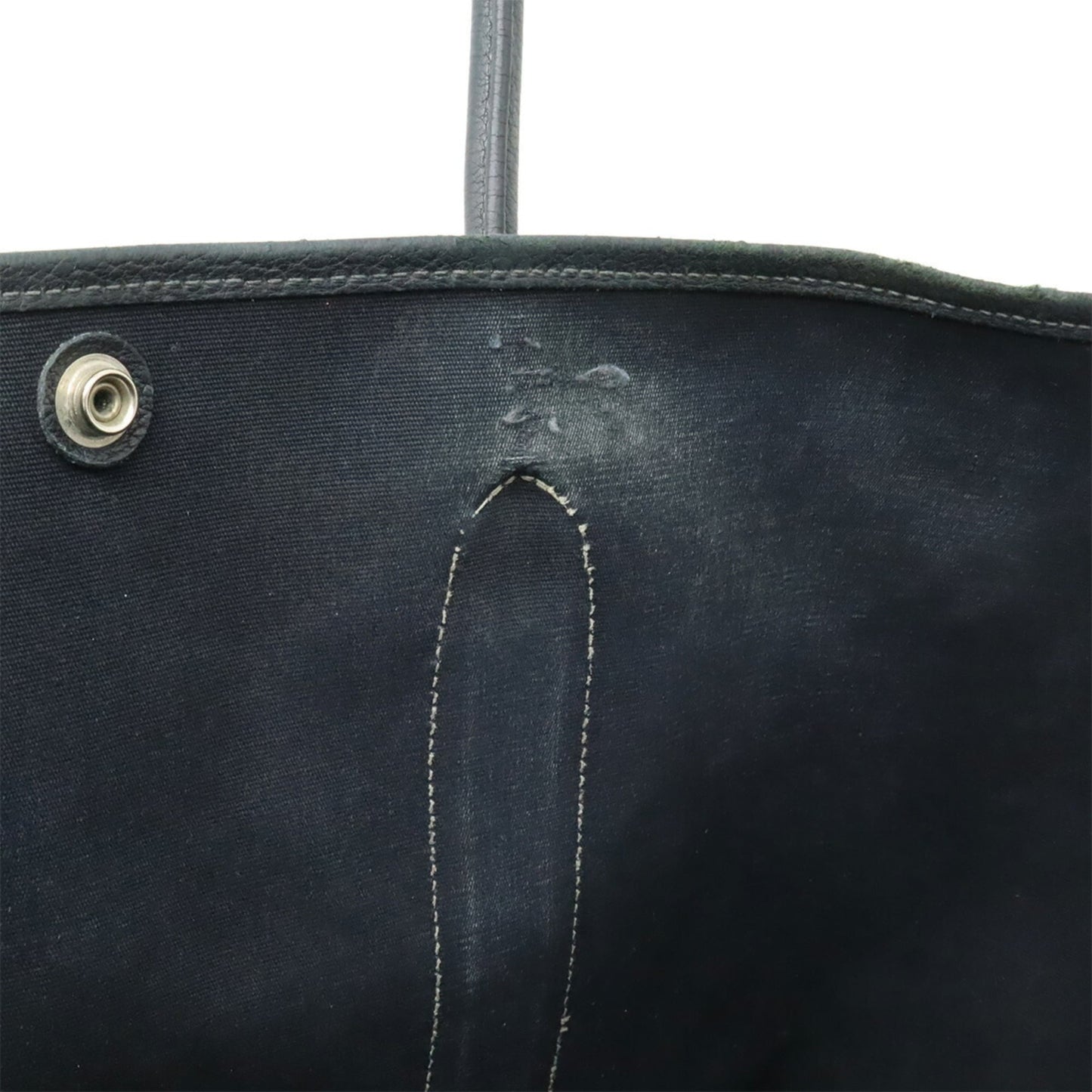 Hermes Garden Black Toile Officier Leather Handbag Tote Bag (Pre-Owned)