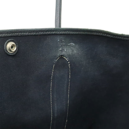 Hermes Garden Black Toile Officier Leather Handbag Tote Bag (Pre-Owned)