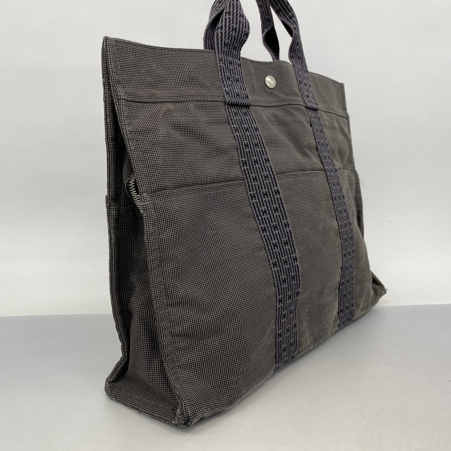 Hermes Gray Canvas Tote Bag (Pre-Owned)