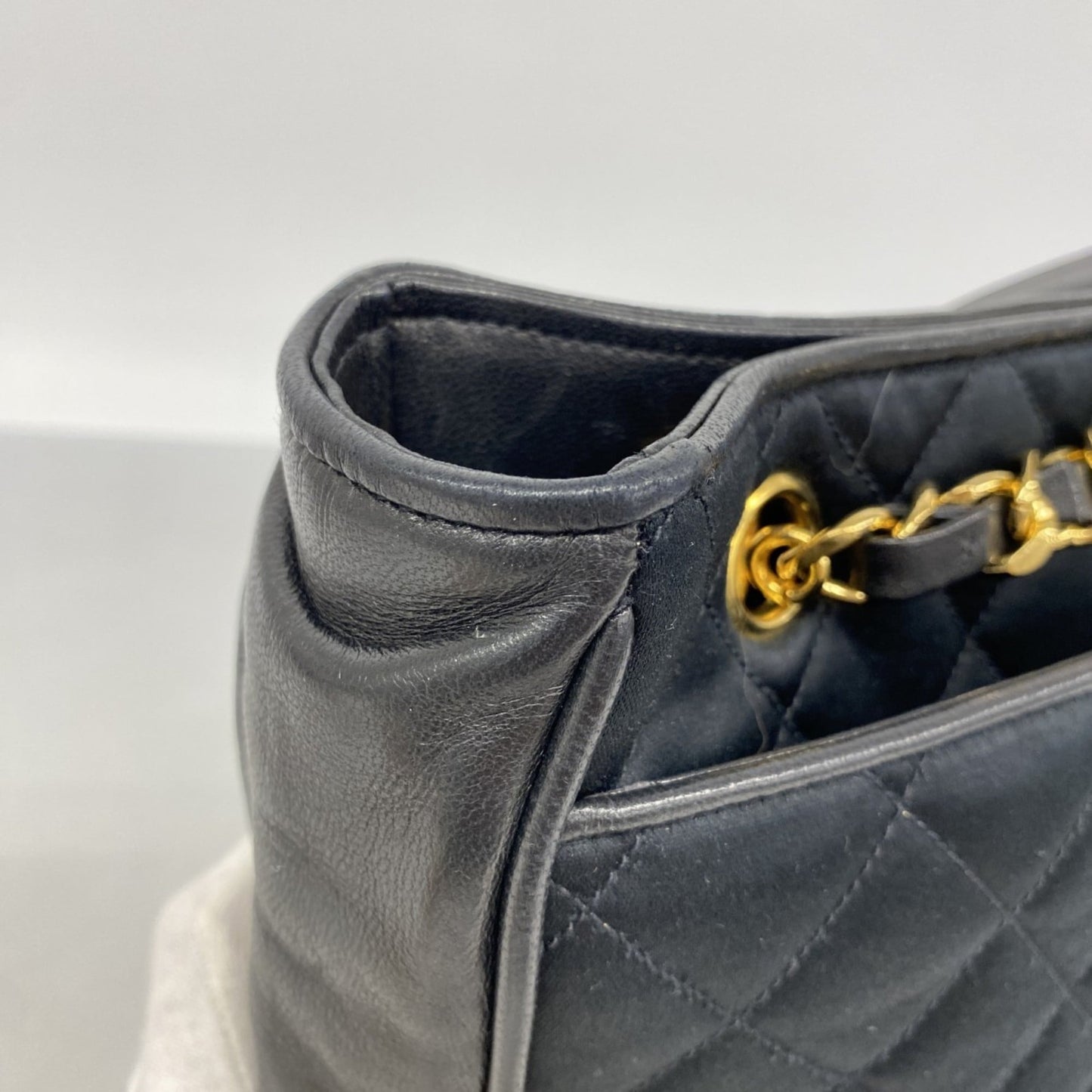 Chanel Black Leather Satin Tote Bag (Pre-Owned)