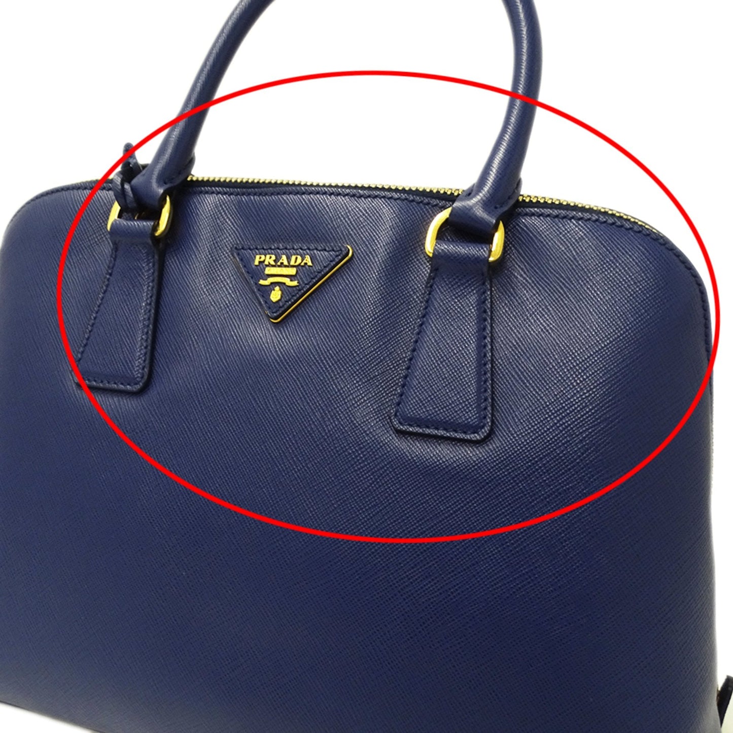 Prada Blue Saffiano Triangle Handbag Shoulder Bag (Pre-Owned)