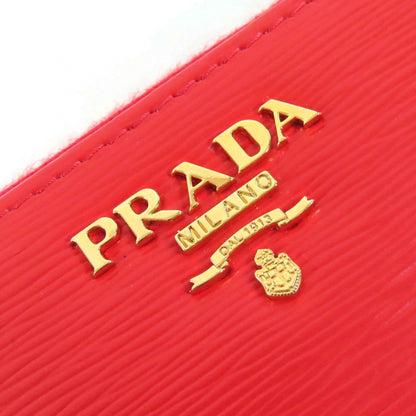 Prada Lacca Red Color Leather Long Wallet (Bi-Fold) (Pre-Owned)