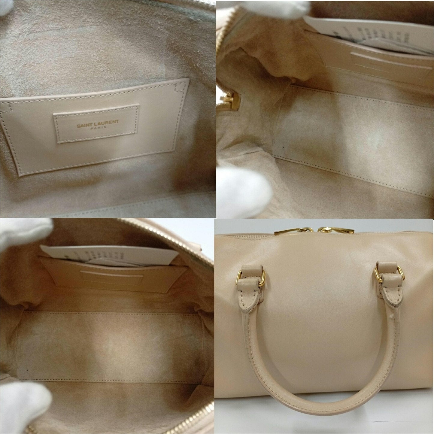 Yves Saint Laurent Beige Leather Handbag Shoulder Bag (Pre-Owned)