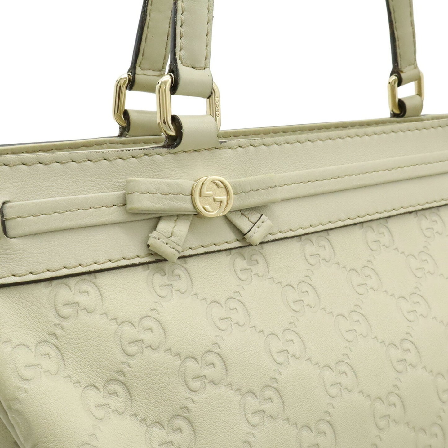 Gucci Ivory Leather Handbag Shoulder Bag Tote Bag (Pre-Owned)