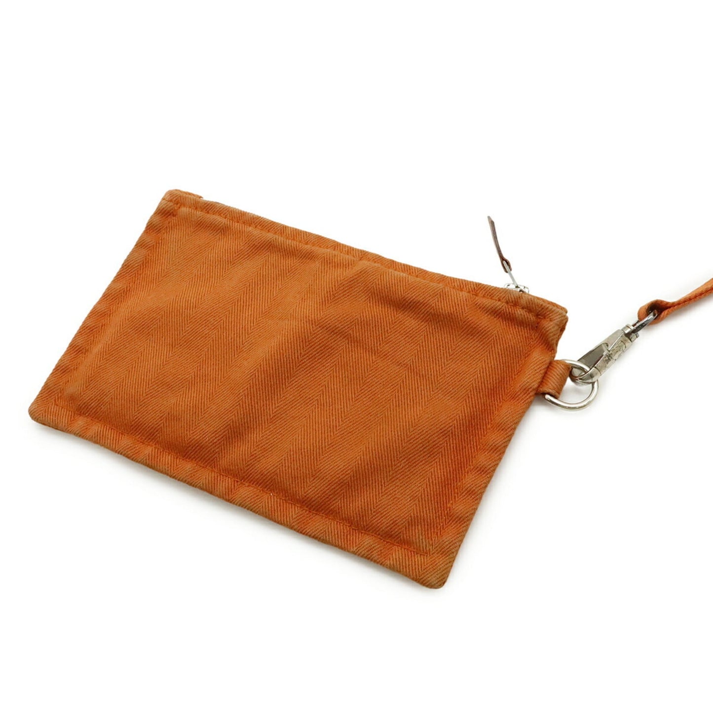 Hermes Orange Toile Chevron Leather Handbag Pouch Tote Bag (Pre-Owned)