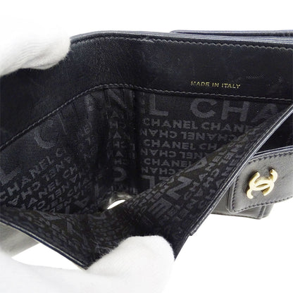 Chanel Black Leather Wallet (Bi-Fold) (Pre-Owned)