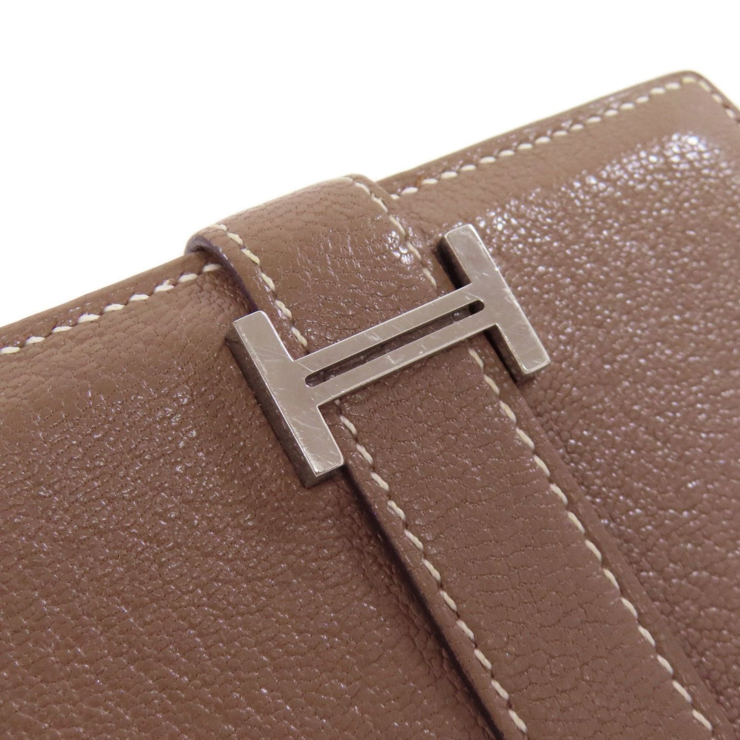 Hermes Etoupe Gray Chevre Leather Coin Purse/Coin Case (Pre-Owned)