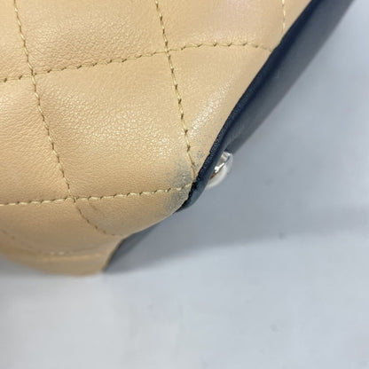 Chanel Beige Black Leather Tote Bag (Pre-Owned)