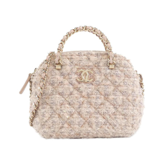 Chanel Pink Gold Cotton Wool Spangles Handbag Shoulder Bag (Pre-Owned)