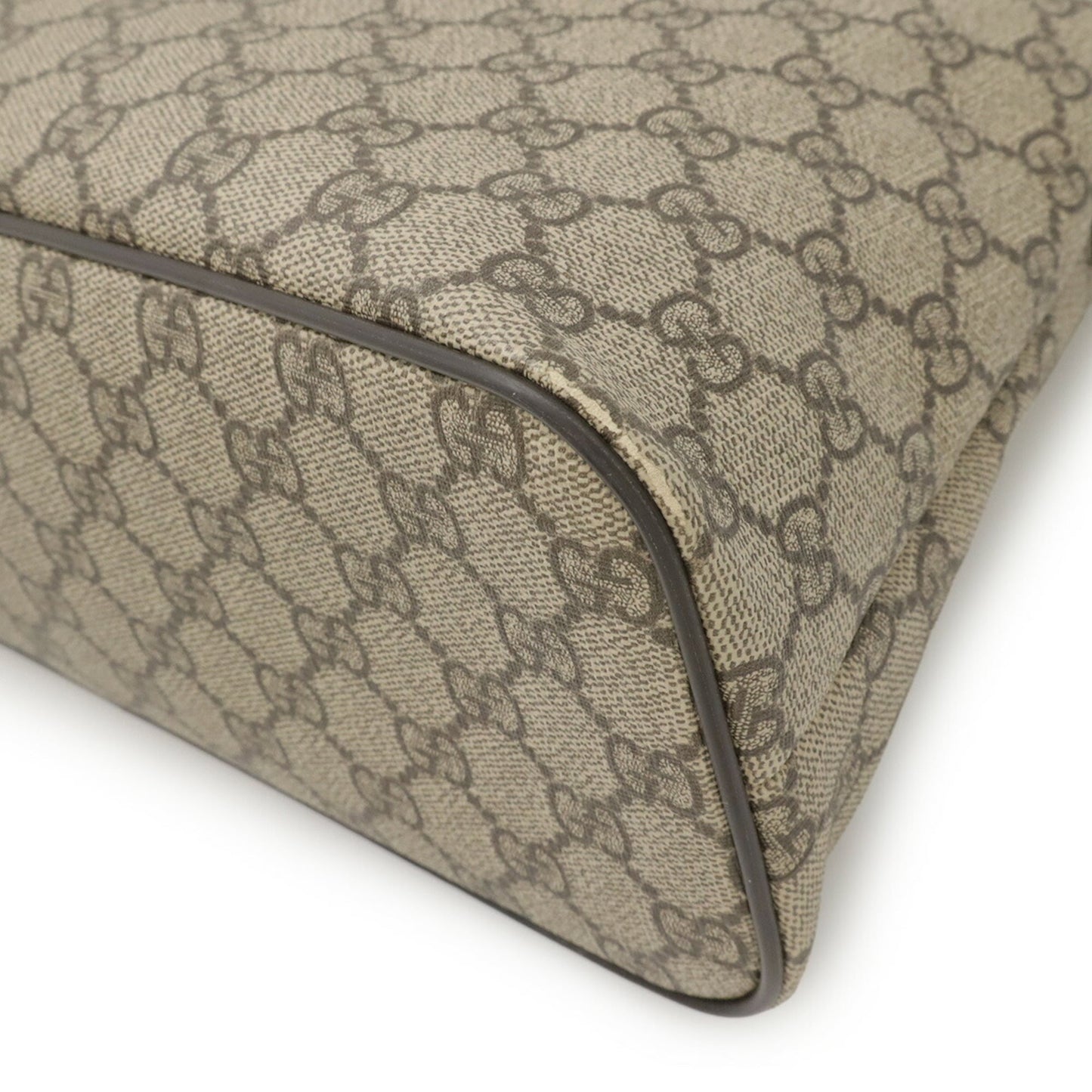 Gucci Beige Brown Dark Brown Gg Supreme Canvas Leather Handbag Shoulder Bag Tote Bag (Pre-Owned)