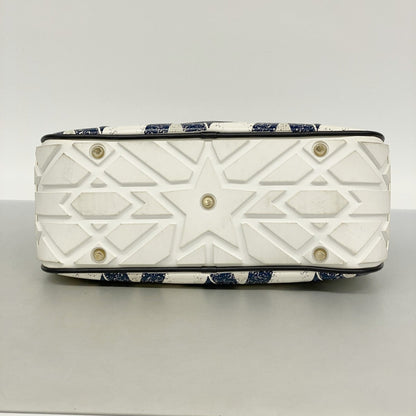 Christian Dior Navy White Leather Handbag (Pre-Owned)