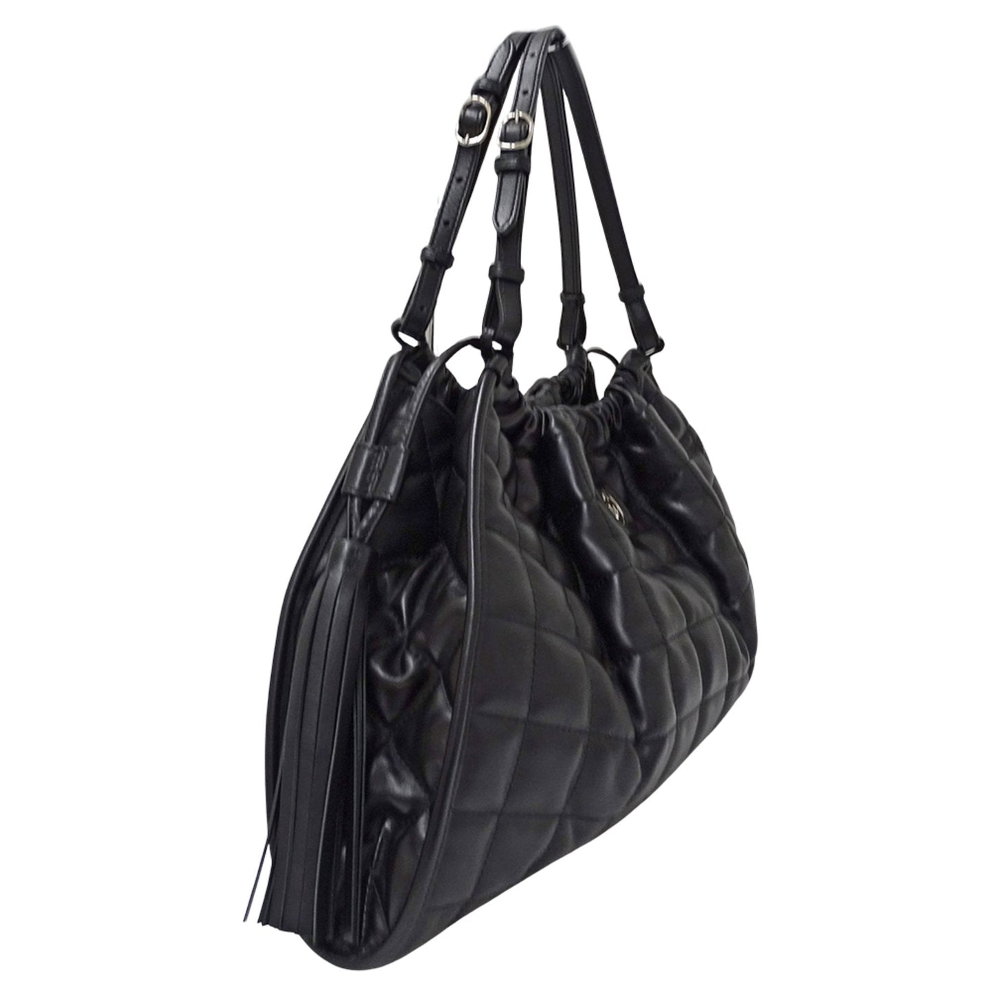 Gucci Black Leather Shoulder Bag Tote Bag (Pre-Owned)