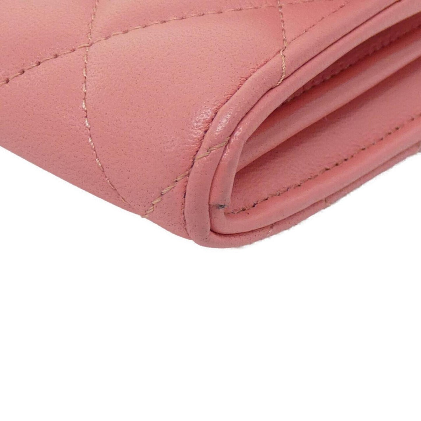 Chanel Pink Leather Long Wallet (Bi-Fold) (Pre-Owned)