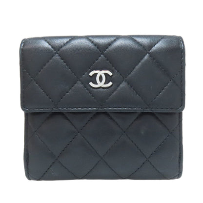 Chanel Matelasse Black Leather Wallet (Bi-Fold) (Pre-Owned)