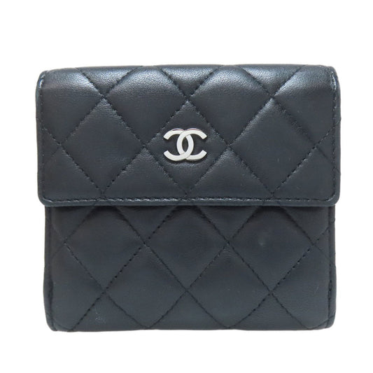 Chanel Matelasse Black Leather Wallet (Bi-Fold) (Pre-Owned)