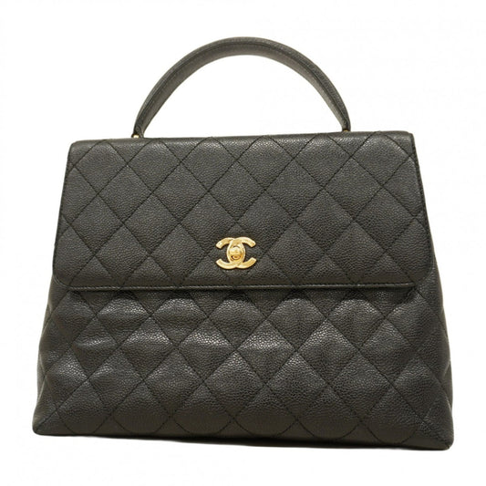 Chanel Black Grained Calfskin Handbag (Pre-Owned)