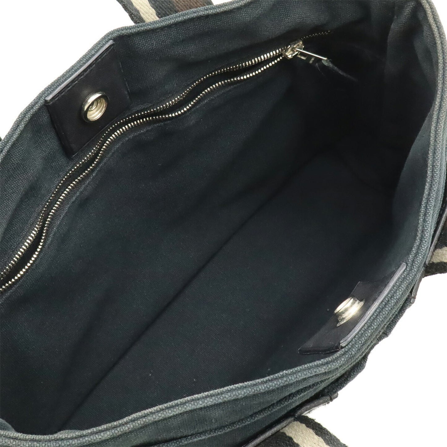 Hermes Beige Black Brown Canvas Leather Handbag Tote Bag (Pre-Owned)