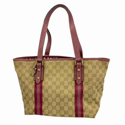 Gucci Beige Pink Canvas Tote Bag (Pre-Owned)