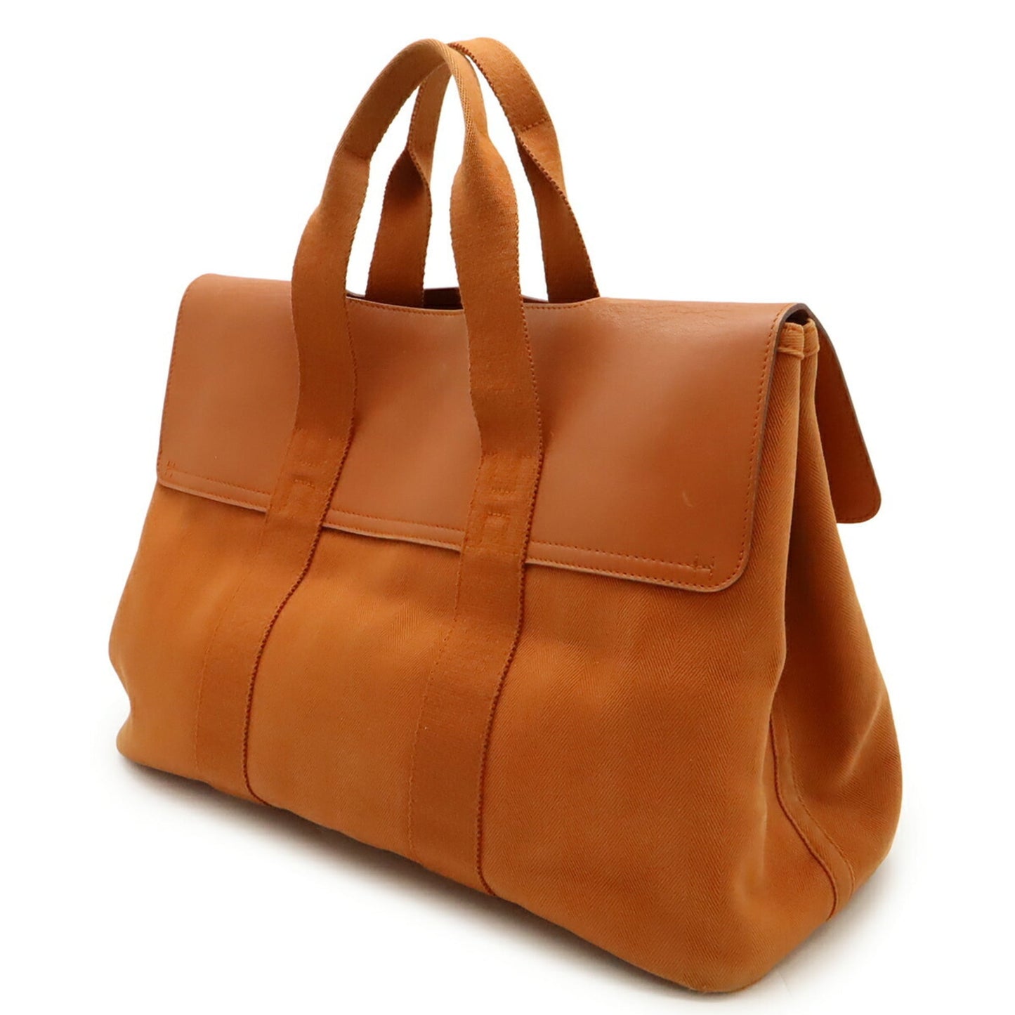 Hermes Orange Toile Chevron Leather Handbag Pouch Tote Bag (Pre-Owned)