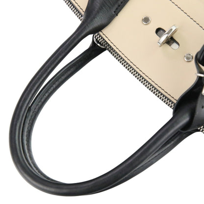 Louis Vuitton Black Gray Ivory Leather Suede Handbag Tote Bag (Pre-Owned)