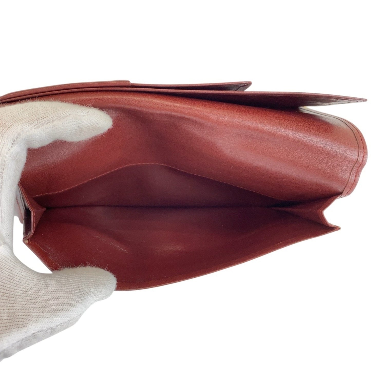 Cartier Wine Red Leather Long Wallet (Bi-Fold) (Pre-Owned)