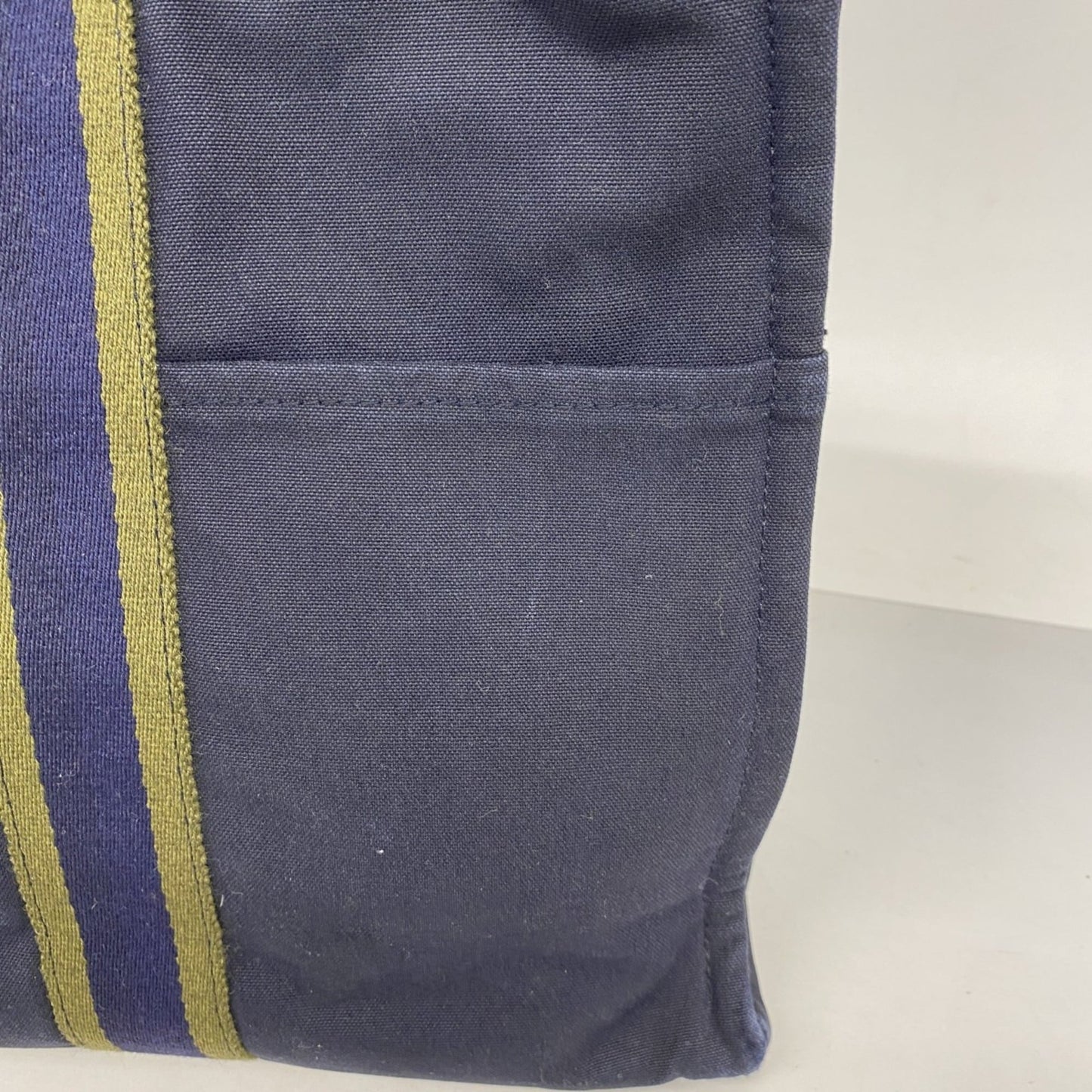 Hermes Green Navy Canvas Tote Bag (Pre-Owned)