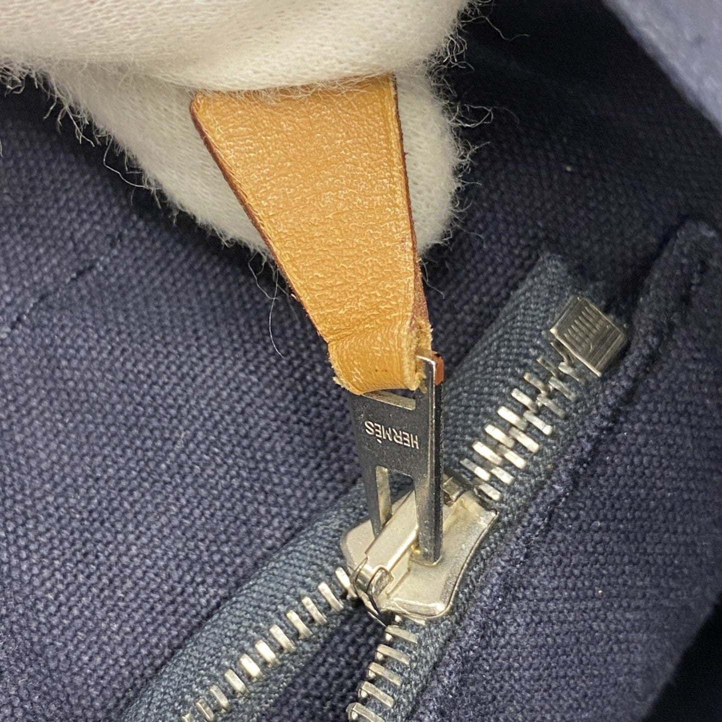 Hermes Green Navy Canvas Tote Bag (Pre-Owned)