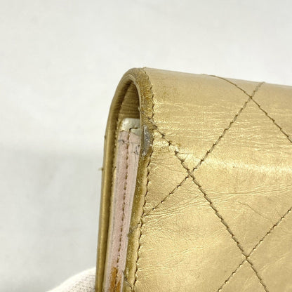 Chanel Beige Leather Long Wallet (Bi-Fold) (Pre-Owned)