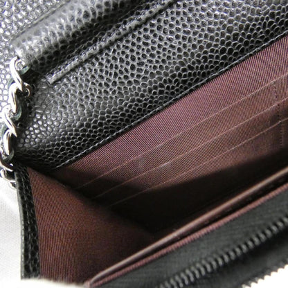 Chanel Black Bordeaux Grained Calfskin Chain/Shoulder Wallet (Pre-Owned)