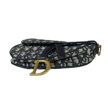 Christian Dior Navy Canvas Saddle Bag Shoulder Bag (Pre-Owned)