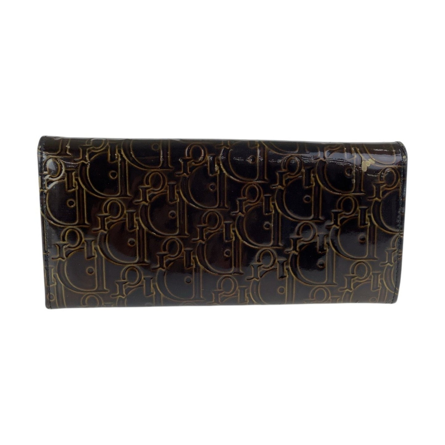 Christian Dior Brown Patent Leather Long Wallet (Bi-Fold) (Pre-Owned)