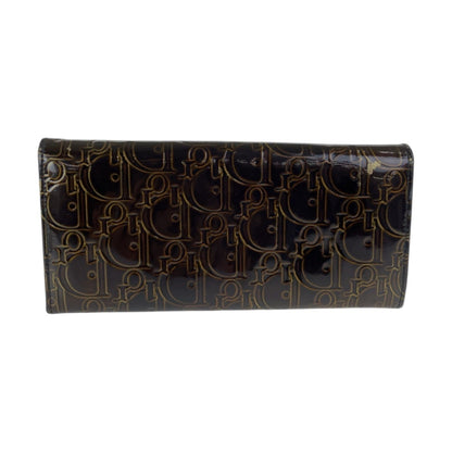 Christian Dior Brown Patent Leather Long Wallet (Bi-Fold) (Pre-Owned)