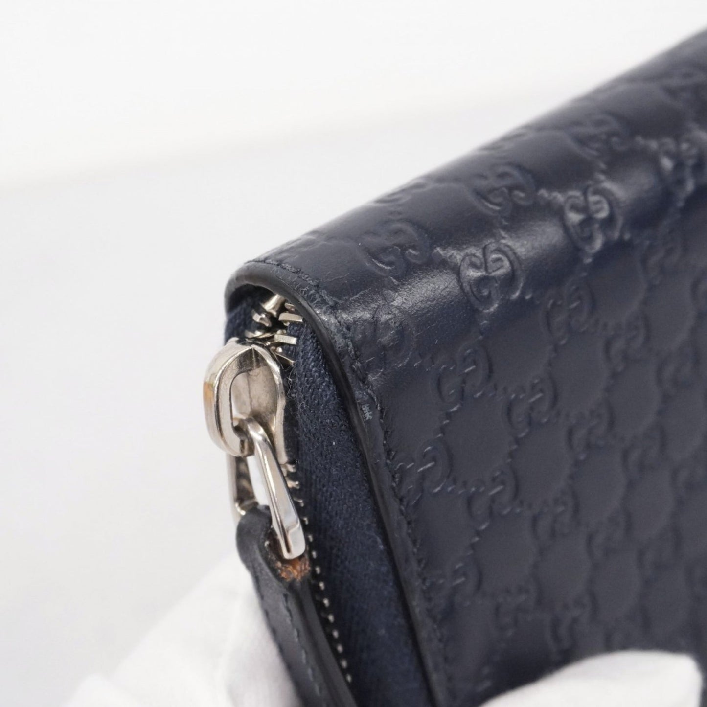 Gucci Navy Leather Long Wallet (Bi-Fold) (Pre-Owned)