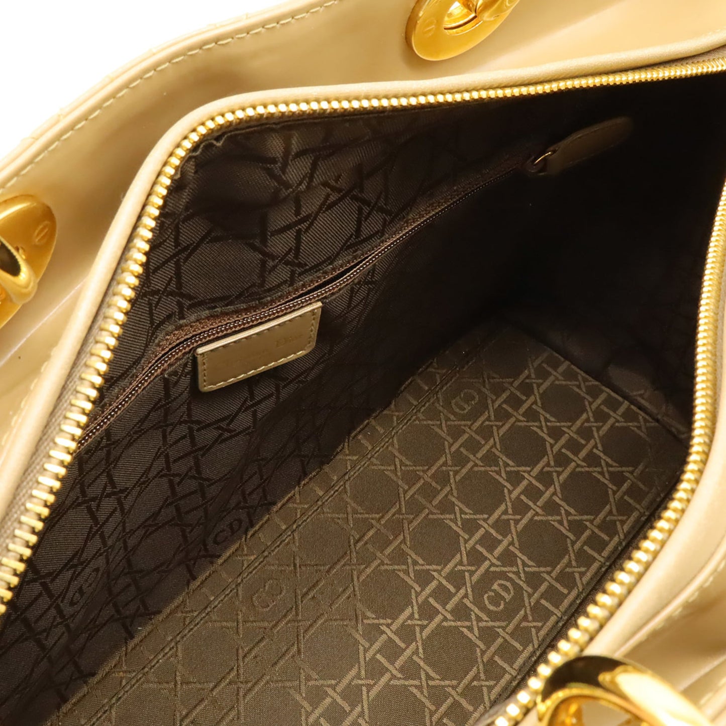 Christian Dior Lady Dior Beige Leather Handbag Tote Bag (Pre-Owned)