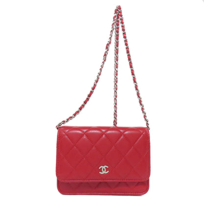 Chanel Matelasse Red Color Leather Wallet (Bi-Fold) (Pre-Owned)