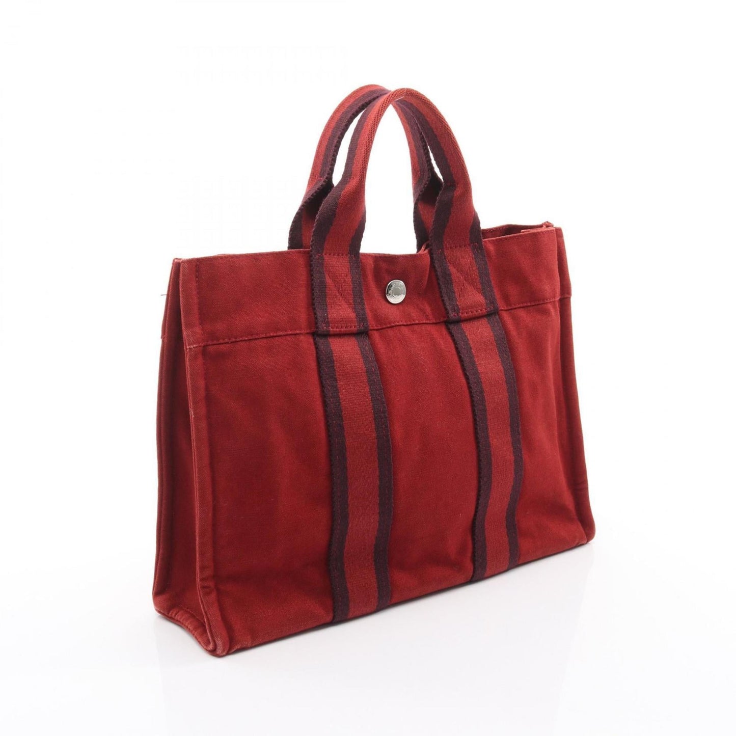 Hermes Red Color Canvas Toile H Tote Bag (Pre-Owned)