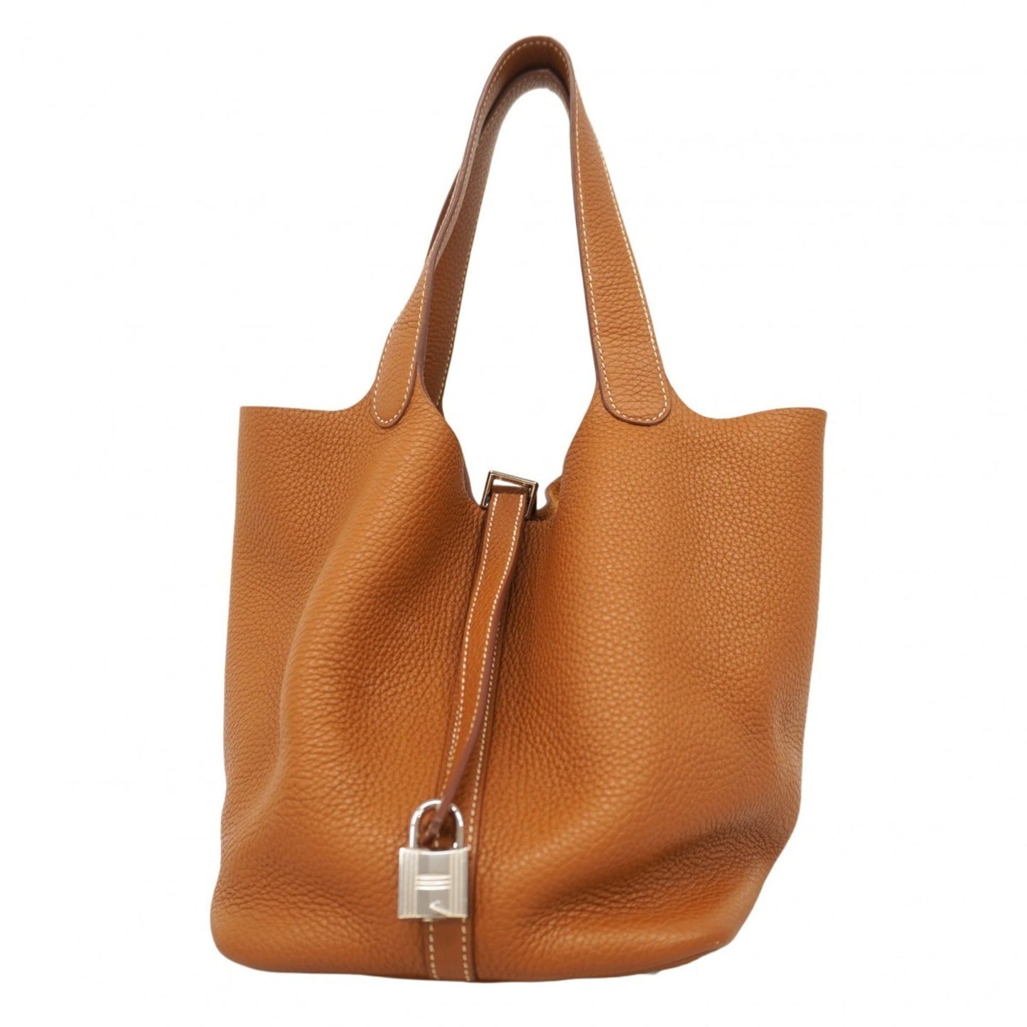 Hermes Gold Taurillon Clemence Leather Handbag (Pre-Owned)