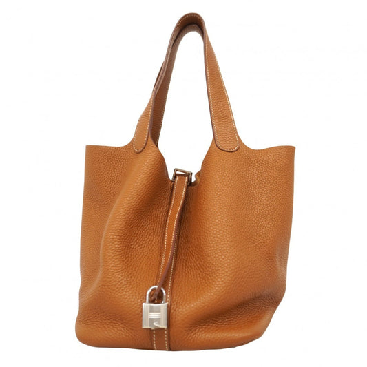 Hermes Gold Taurillon Clemence Leather Handbag (Pre-Owned)