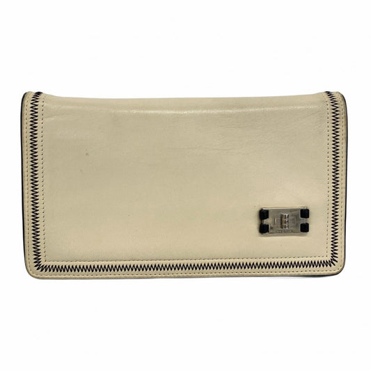 Chanel Beige Black Leather Long Wallet (Bi-Fold) (Pre-Owned)