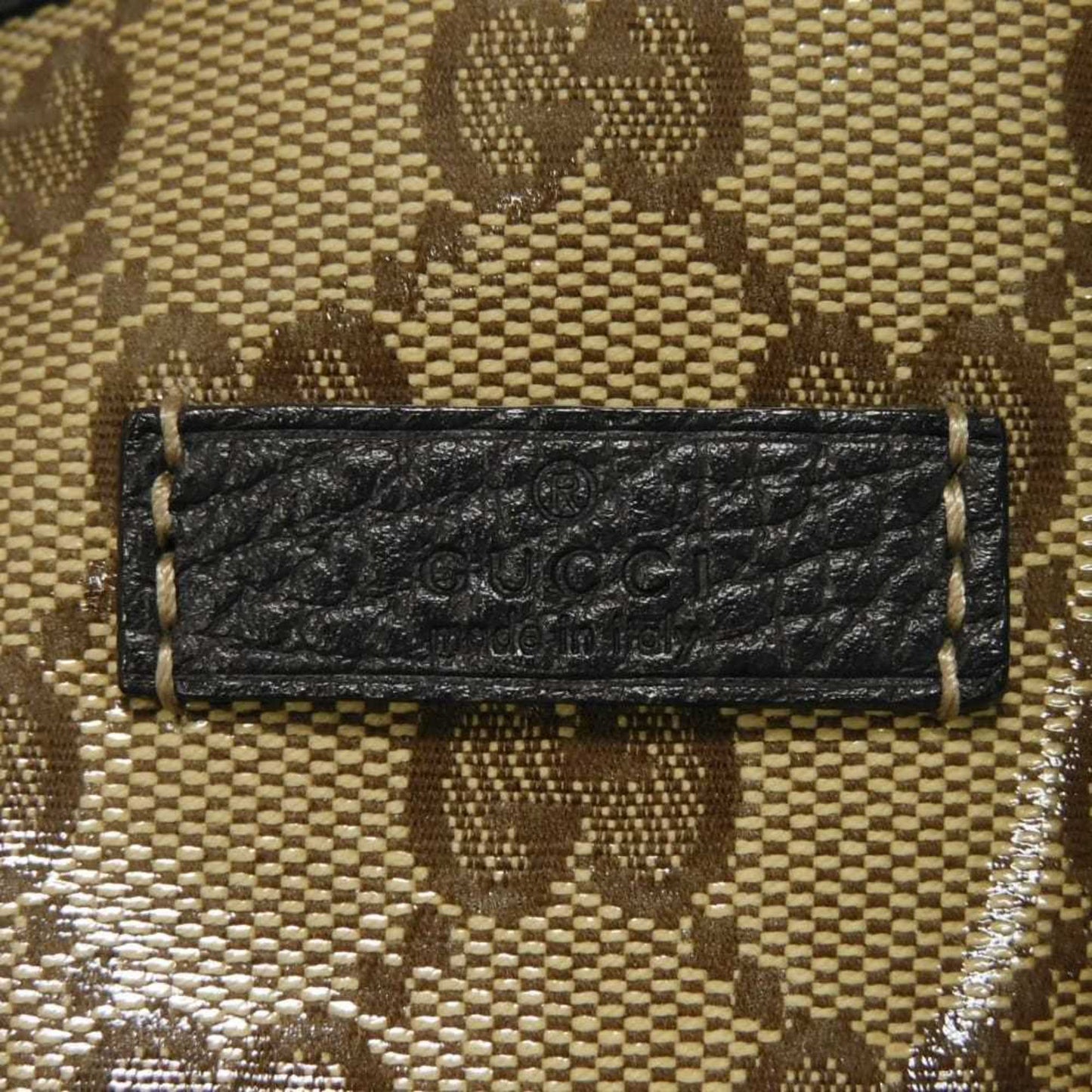 Gucci Beige Brown Gg Crystal Canvas Vinyl Coated Canvas Shoulder Bag Tote Bag (Pre-Owned)